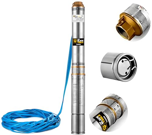 Bomba Submersa TCN250 The Black Tools – Caneta Palito 1/4HP 2,5' para Poço Artesiano Água Limpa (110, Volts)