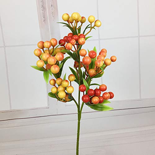 HAOYUNArtificial flower blueberry fake flower red fruit rich fruit berry pomegranate persimmon wedding decoration bouquet living room display floral A sprig of orange acacia