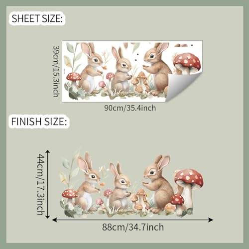 Vinilos adhesivos de pared con diseño de conejitos y bosque miniatura 2