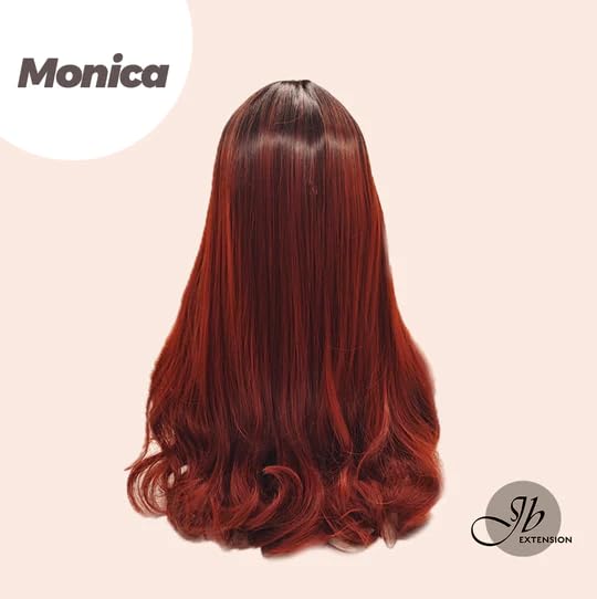Miniatura 7 de MONICA - Peluca de cabello largo y rizado rojo cobrizo de 24 pulgadas con flequillo, para mujer, sin pegamento, para fiestas, Halloween, pelucas