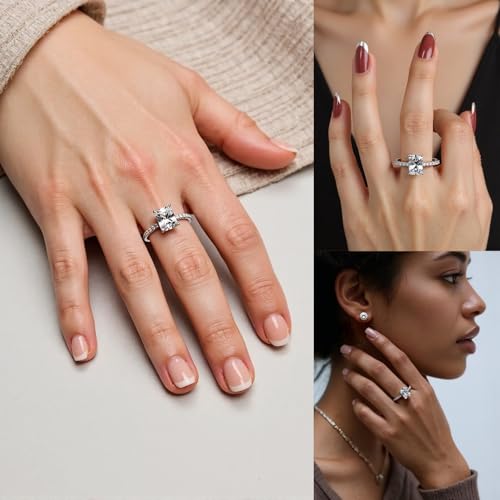 Moissanite Engagement Promise Rings 1CT-3CT 18K White Gold Plated 925 Sterling Silver D Color VVS1 Clarity Wedding Rings Gift for Women GRA Certified4