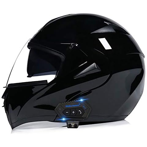 Motorcycle Bluetooth Helmets,Full Face Flip Up Dual Visors Modular Helmets,DOT Approved Helmet,Men and Women Built-in Mp3 FM Integrated Intercom Communication System 3, M=(57~58CM) Cover