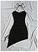 Milumia Women's Floral Halter Mini Dress Tie Backless Drawstring Asymmetrical Hem Short Dresses Black Medium