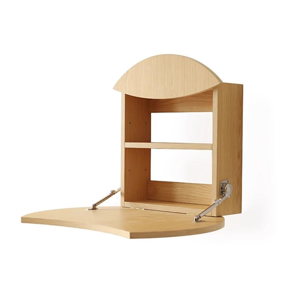 asdchZen Foldable Floating Makeup Desk Wall-Mounted Small Vanity Table Space-Saving Wood Flip-Up Dressing Table For Bedroom Living Room & Balcony,Oak