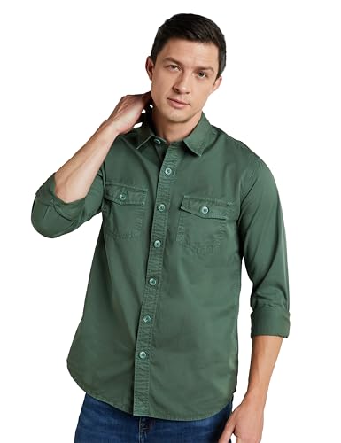 Image of Symbol Premium Men Long Sleeve Casual Washed Cotton Twill Shirt (Regular Fit)