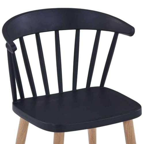 Image of Finch Fox Scandinavian Stylish & Modern Furniture Plastic Living Room Dining Chairs for Cafeteria Seating, Side, Kitchen, Restaurants, Hotels in Black Color (Set of 6)