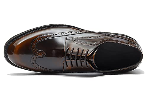 Santimon Men's Oxfords Casual Dress Wight Brogues Shoes Genuine Leather Derby Fashion Formal Tuxedo Walking Shoes for Men3