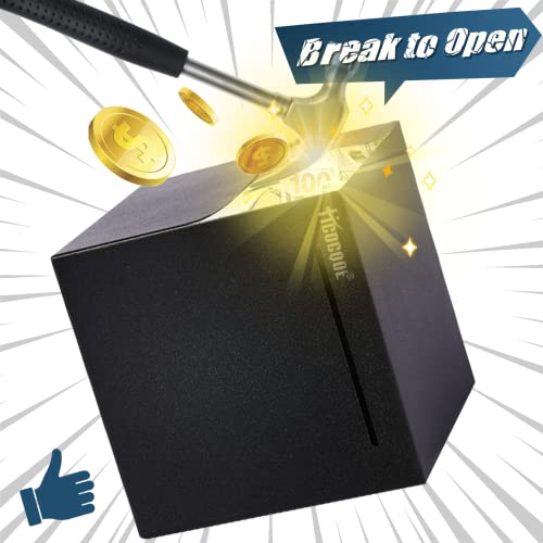 Image of Hicocool Stainless Steel Piggy Bank for Adults Must Break Open, Black 4.72 inch