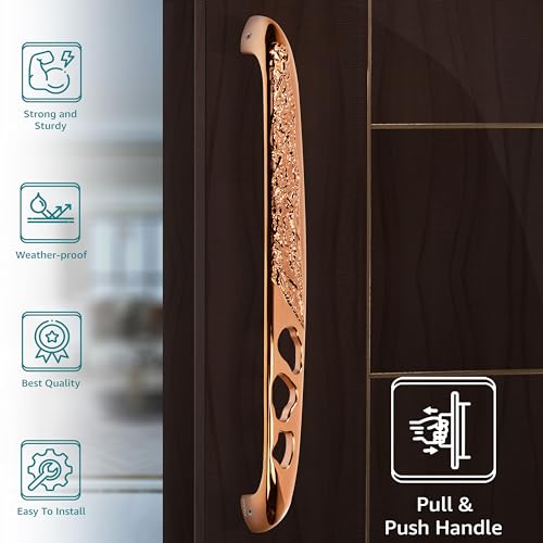 Image of Plantex Heavy Duty Door Handle for Main Door /13-inches Main Door Handle /Pull Push Handle for Home /Hotel /Office - Pack of 1 (311-PVD Rose Gold Finish) - 3 Years Warranty