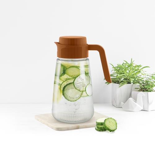 Image of MILTON Vintage 2000 Water Jug Plastic with Lid for Ice Tea, Water, Juices, Milk Storage Container for Fridge, Water jugs for Dining Table, 1900 ml, BPA Free, Brown