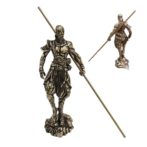 Desk Decor Art Statue - 3D Black Myth WUK-ong Figure, Black Myth WU K-ONG Action Figure Toy, Brass Wu K-ong Holding Golden Cudgel Figure Ornament,...