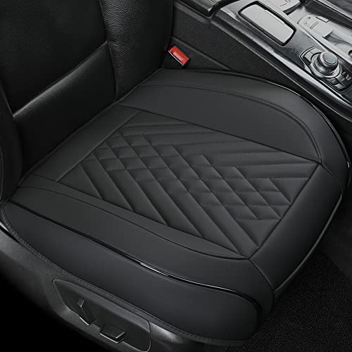 Image of GIANT PANDA Premium PU Leather Front Car Seat Cover Protector Anti-Slip Bottom Seat Cover Fits 95% of Vehicles, Wrapping Around The Bottom (2 Packs - Black)