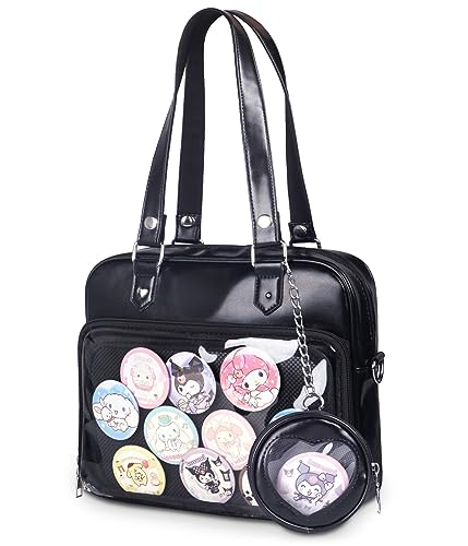 CoolChange Ita bag | Bolso bandolera japonés para Otakus | Bolso Itabag con ventana transparente | 25x29cm | Negro
