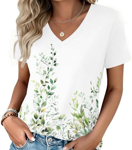 Zeagoo Women's Short Sleeve V-Neck T-Shirt — Zz-wf135
