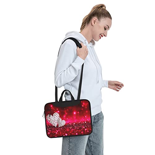 Maletín para portátil unisex con estampado de corazones blancos miniatura 7
