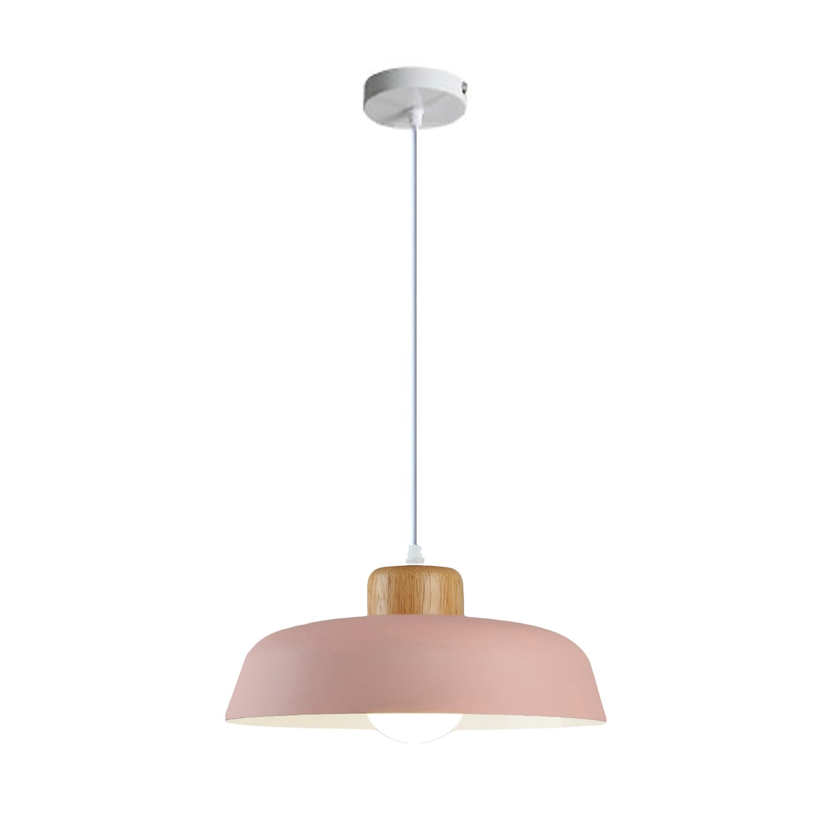 Photo 1 of Hnexsei Metal Pendant Light Fixture, Modern Macaron Color Ceiling Hanging Lamp, Nordic E26 Simple Light for Kitchen Island Dining Room Loft Bar (Pink)