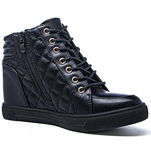 GLOBALWIN Women's Ankle Boots Black Wedge Sneakers For Women 8.5M - image 3