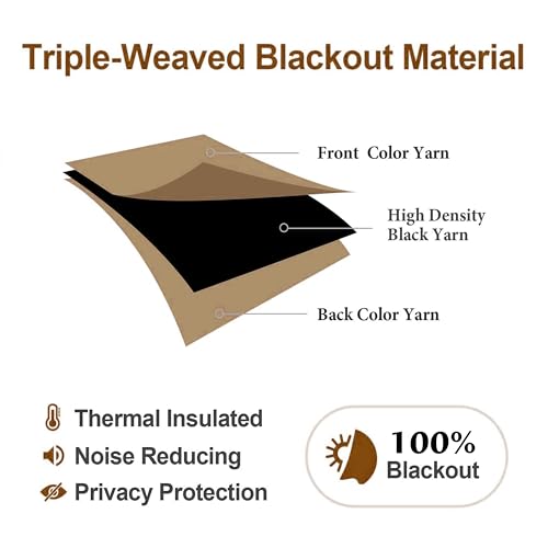 Image of THE LINEN COMPANY Extra Long Back Loop Curtains | Hall Door Curtains | Thermal Insulated Blackout Drapes Set of 2 - Dark Brown, 10 Feet
