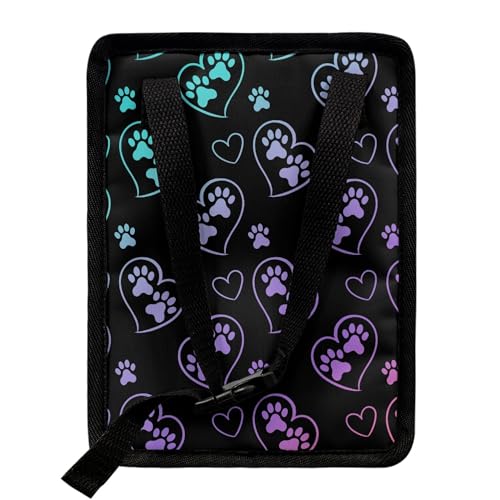 Image of Yewattles Car Trash Can with Colorful Dog Paw Heart Car Waste Basket with Lid for Disposable Garbage Bag Multipurpose Collapsible Car Organizer Container
