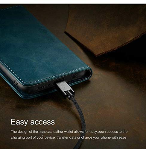 Image of ClickCase for Realme Narzo 20 pro Sheepskin Series Faux Soft Leather Wallet Flip Case Kick Stand with Magnetic Closure Lightweight Slim Flip Cover for Realme Narzo 20 pro (Greenish Blue)