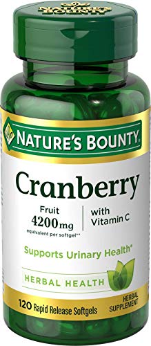 Nature's Bounty Cranberry Pills & Vitamin C Herbal Health Supplement Provides Immune Support & Promotes Urinary Health. 4200mg, 120 Softgels, 3 Pack