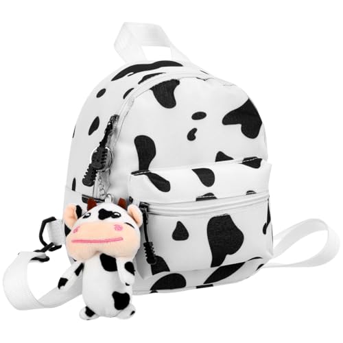 Mini sac à dos imprimé vache en toile, le cadeau mignon pour fille