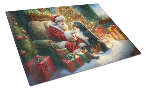 Caroline's Treasures DAC4069LCB Bernese Mountain Dog and Santa Claus Glass Cutting Board Decorative Tempered Glass Kitchen Cutting and Serving Board Large Size Chopping Board