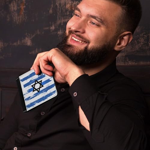 Vintage Israel Flag Leather Wallets for Men Bifold Pocket Wallet Casual Slim Wallet4