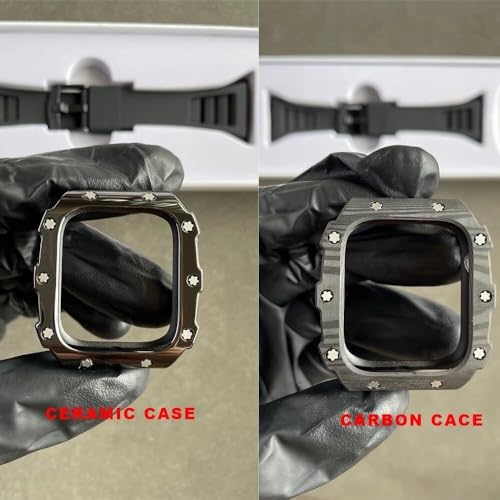 Kit modification iWatch 45mm composants carbone et bracelet caoutchouc flexible - 4