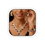 Unicra Black Gold Jewelry Sets Rhinestone Wedding Necklace Earrings Bracelet Set Prom...