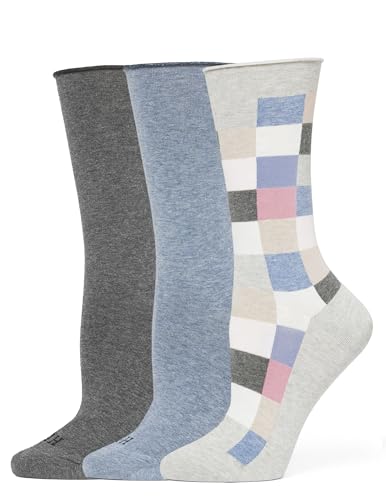 Image of HUE Women's Jeans Sock (Pack of 3), Heather Check Pack, One Size
