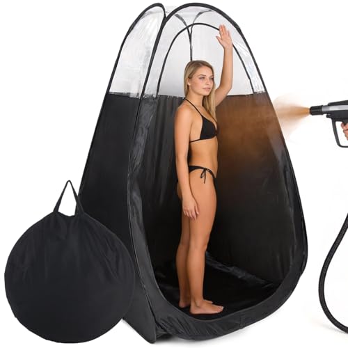 Large Spray Tan Tent Pop Up Spray Tan Tent with Clear PVC Window Foldable Spray Tanning Tent with Carry Bag Easy Clean Spray Booth for Home Salon Use 83 x 47 x 47 in