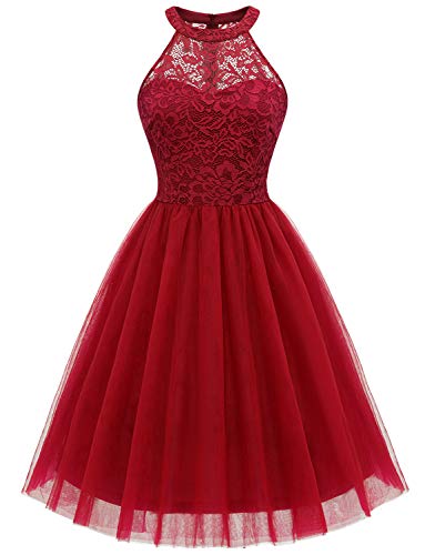Image of Dressystar Women's Sequin Short Prom Dress Sparkly Halter Tulle Cocktail Party Homecoming Dresses