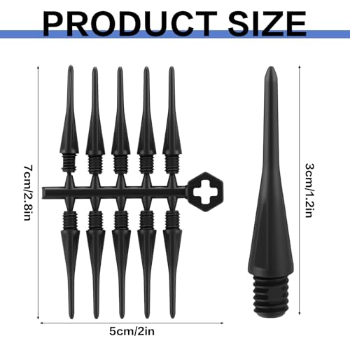 Foilswirl 60 Pcs 2ba Electronic Dart Tips Points Plastic Dart Tips - Universal Plastic Soft Tip Points(Black)