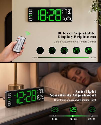 Image of Digital Wall Clock for Classroom, 13 inch Digital Clock Large Display