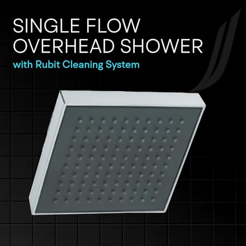 Image of Jaquar ABS Body Chrome Plated with Gray Face Plate 200X200mm Square Shape Single Flow Overhead Shower with Rubit Cleaning System, Sliver, Chrome Finish