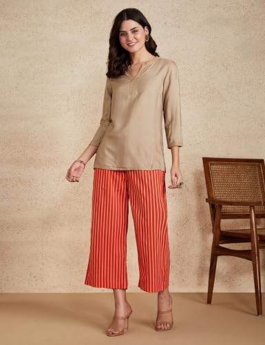 Image of Amazon Brand - Myx Women Cotton Relaxed Fit Palazzo (Available in Plus Sizes)