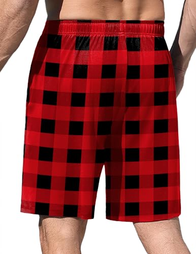 Image of Ekouaer Men's Pajama Shorts Soft Sleepwear Bottoms Elastic Waistband Loungewear Breathable Men Shorts with Pockets