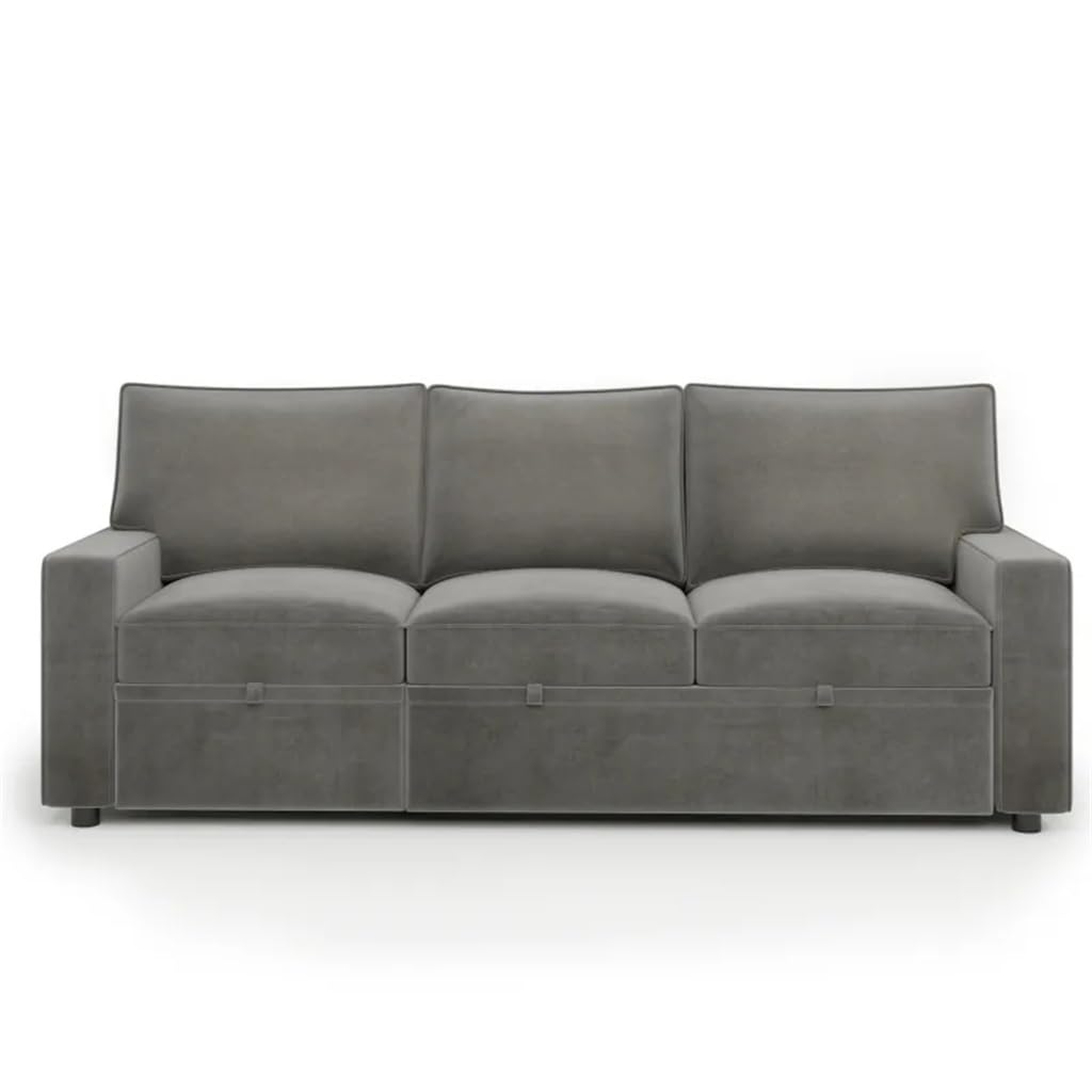 82 1 Reversible Sectional Sofa with 2 Pull-Out Sleepers Space Saving Functional Sofa Bed Chaise with Loveseat Grey