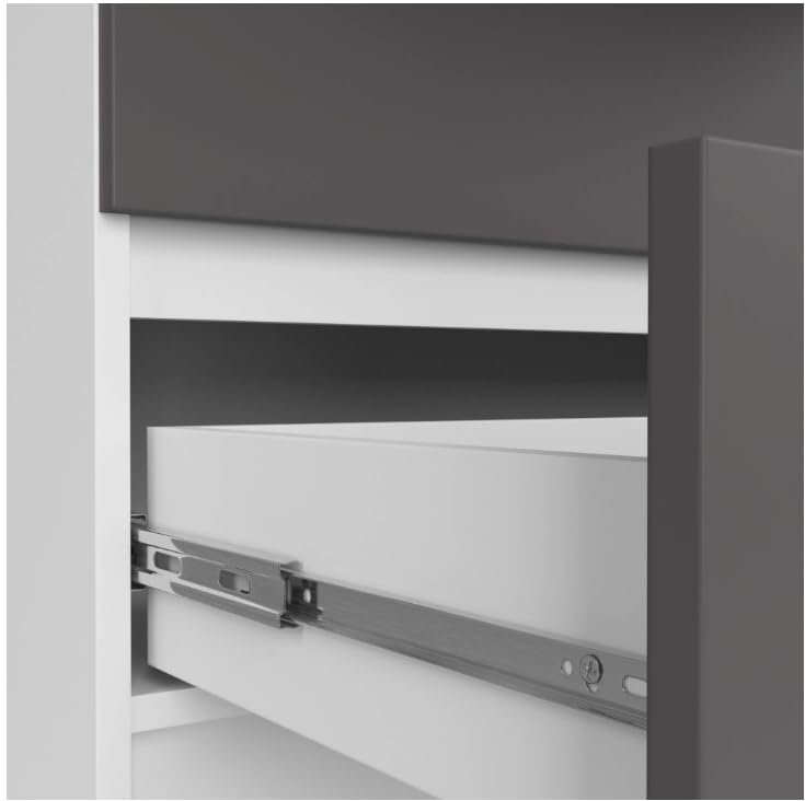 BDW: Cómoda con 10 cajones, cómoda K160, aparador, Muebles para salón, Dormitorio y recibidor, Armario de Oficina, Material Robusto y diseño Moderno - 160x40x121 cm, Blanco/Gris