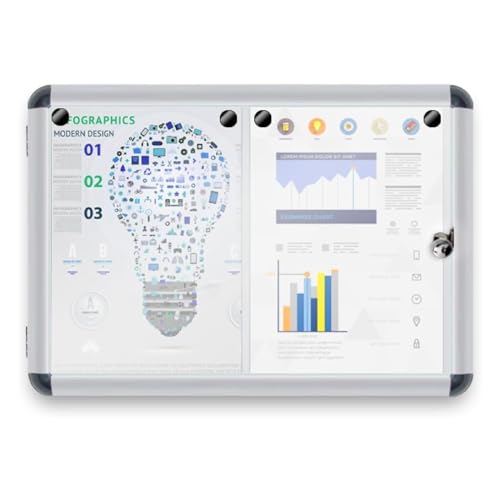 MoB Schaukasten 2xA4 Wetterfest für Innen & Aussen inkl. 4 Magnete & Montagematerial Infokasten Aushang Aushangkasten Magnetische & beschreibbare Rückwand Plakatschaukasten mit Alurahmen & Acrylglas