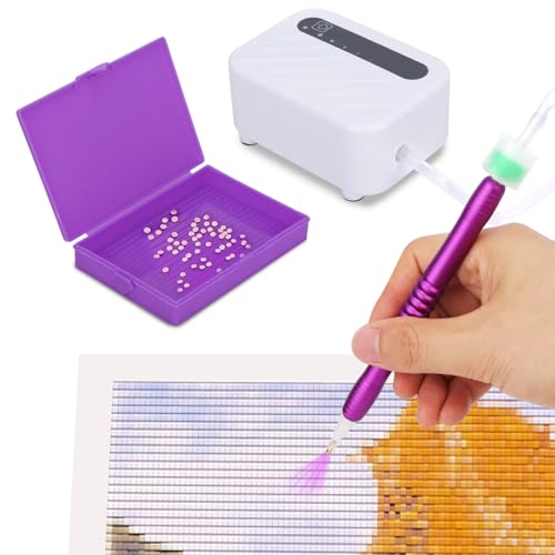 Elektrischer Diamond Paint Stift-Diamond Art Zubehör mit Ablageschale, Diamantmalerei Zubehör, Einstellbare starke Saugkraft & kein Wachs benötigt Kunstwerkzeuge für DIY