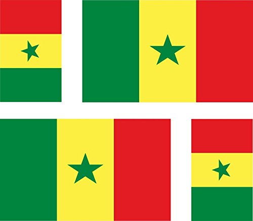Akachafactory 4 x Autocollant Sticker Voiture Moto Valise pc Portable Drapeau Senegal senegala