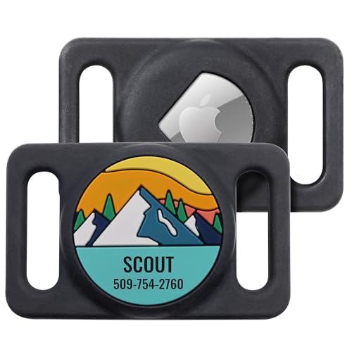 GoTags Engraved Airtag Dog Collar Holder, Personalized Airtag Case for Pet Collar, Up to 2 Lines of Custom Text, Slide On Tag for GPS Dog Tracker, Track Dogs with Apple iPhone, Large