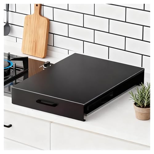 Couvercle de Plaque de Cuisson Couvre Plaques Cuisson à Gaz 5 Feux pour Petits Appartements, Cuisinières, Facile à Nettoyer(Black,L13.78xW17.72xH2.76IN)