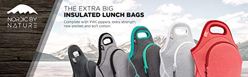 Nordic By Nature Neoprene Lunch Bag For Women & Lunch Tote For Kids Insulated Lunch Bag Reusable Washable Extra Thick Neoprene & Soft Cotton Feel, Premium Stitching, Outside Pocket, (M) Lagoon #TOP5