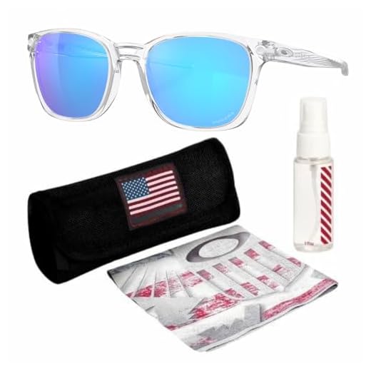 OAKLEY Ojetor OO9018 Armação transparente polida – Lente PRIZM SAPPHIRE, óculos de sol de formato irregular não polarizados com kit de óculos oficial eSHADES, Transparente polido (55 mm), 55 mm
