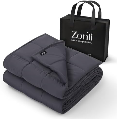 ZonLi Weighted Blanket (60"x80", 20lbs, Dark Grey) Queen Size Weighted Blanket for Adults, High Breathability Heavy Blanket, Soft Material with Premium Glass Beads