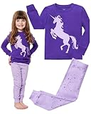 Girls Pajamas Unicorn Pegasus Lips 2 Piece 100% Super Soft Cotton, Purple, 4 Years