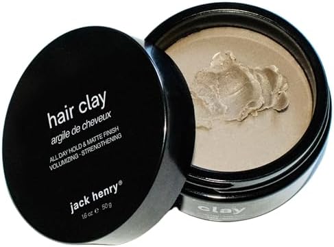 Jack Henry Premium Hair Clay for Men - Matte Finish, All Day Hold, Low Shine, Hair Styling Clay for All Hair Types - Natural, Organic Award Winning Formula - Natural Scent (1.6 oz)